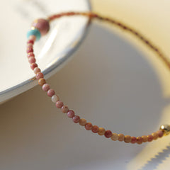 14K Gold Plated Natural Rhodonite Loving Energy Chain Bracelet