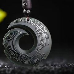 Das Glück verbessert das Design des Musters Hetian Cyan Jade Peace Buckle Luck Halskettenanhänger