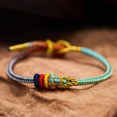 Peach Blossom Knot Bracelet Handmade Woven Tibetan Buddhist Braided Bracelets