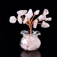 Mini árbol de la riqueza en geoda de cristal natural: adorno de escritorio para el hogar y la oficina.