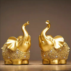 Lucky Elephant & Goldfish Statue - Feng Shui Home Decor, Housewarming Gift