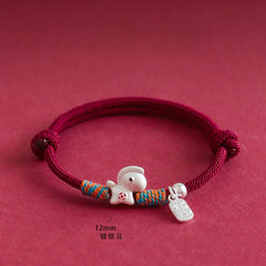 Year of the Horse Zodiac Handmade Red String Bracelet for Good Luck & Fortune