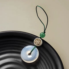 Porte-clés/breloque pour téléphone Pixiu Peace Button Gourde Ruyi en calcédoine