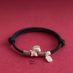 Year of the Horse Zodiac Handmade Red String Bracelet for Good Luck & Fortune