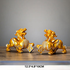 Pi Xiu Statue Pair, Feng Shui Wealth & Protection for Home Office