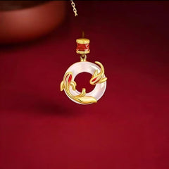 Versatile Koi fish Peace Button Necklace – Minimalist Feng Shui Pendant for Daily Luck, Protection & Harmony