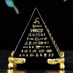 Ancient Egyptian scripture obsidian crystal pyramid