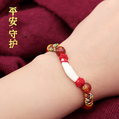 12 Chinese Zodiac Calming Red Cinnabar Bracelet for Kids – Hand-Braided Sleep & Protection Amulet Against Night Fears