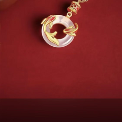 Versatile Koi fish Peace Button Necklace – Minimalist Feng Shui Pendant for Daily Luck, Protection & Harmony