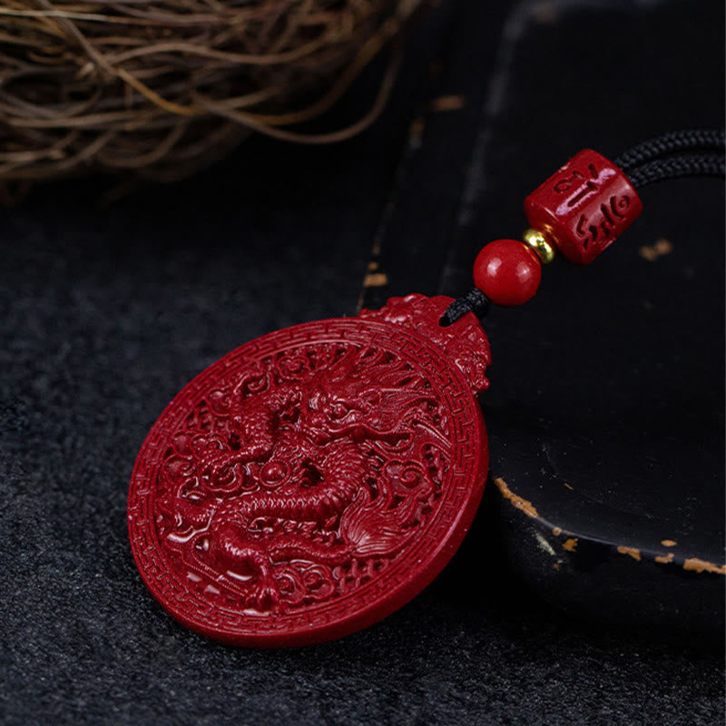 Dragon Natural Cinnabar Dragon Protection Necklace Pendant