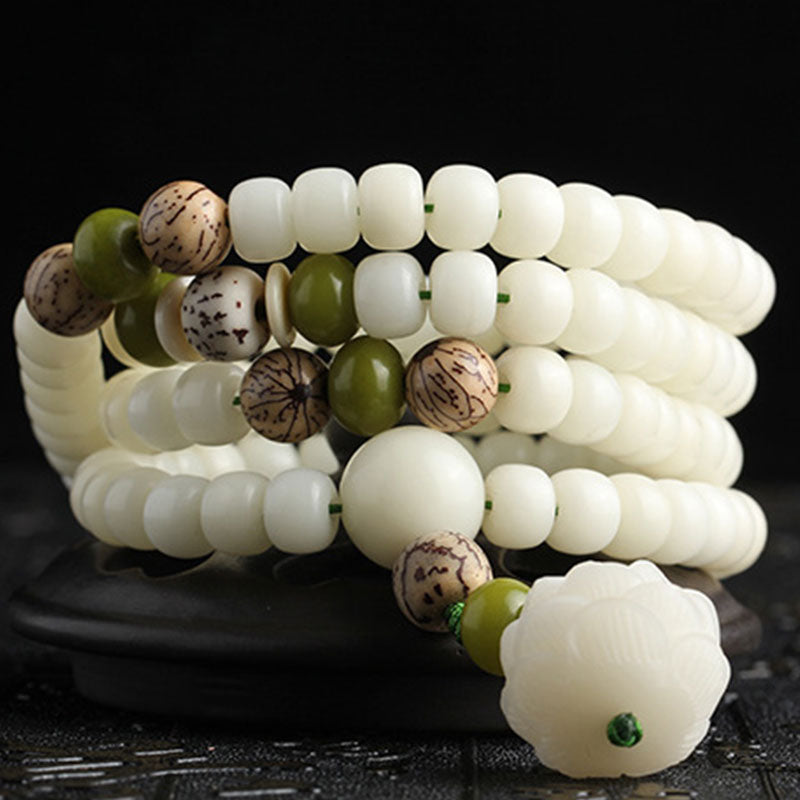 Jade Bodhi Lotus Mala Harmony Necklace Bracelet