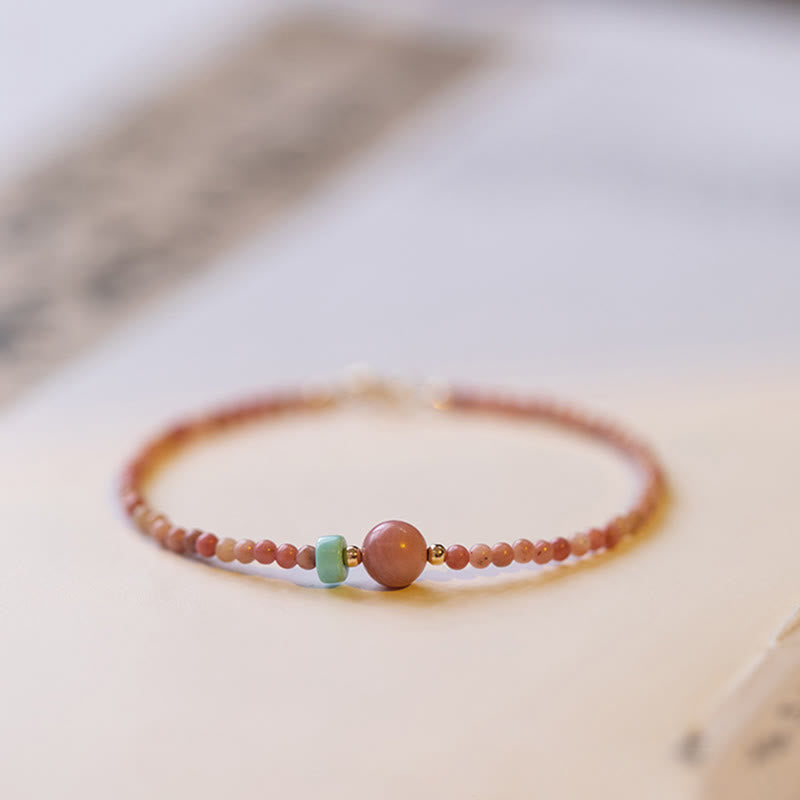 14K Gold Plated Natural Rhodonite Loving Energy Chain Bracelet