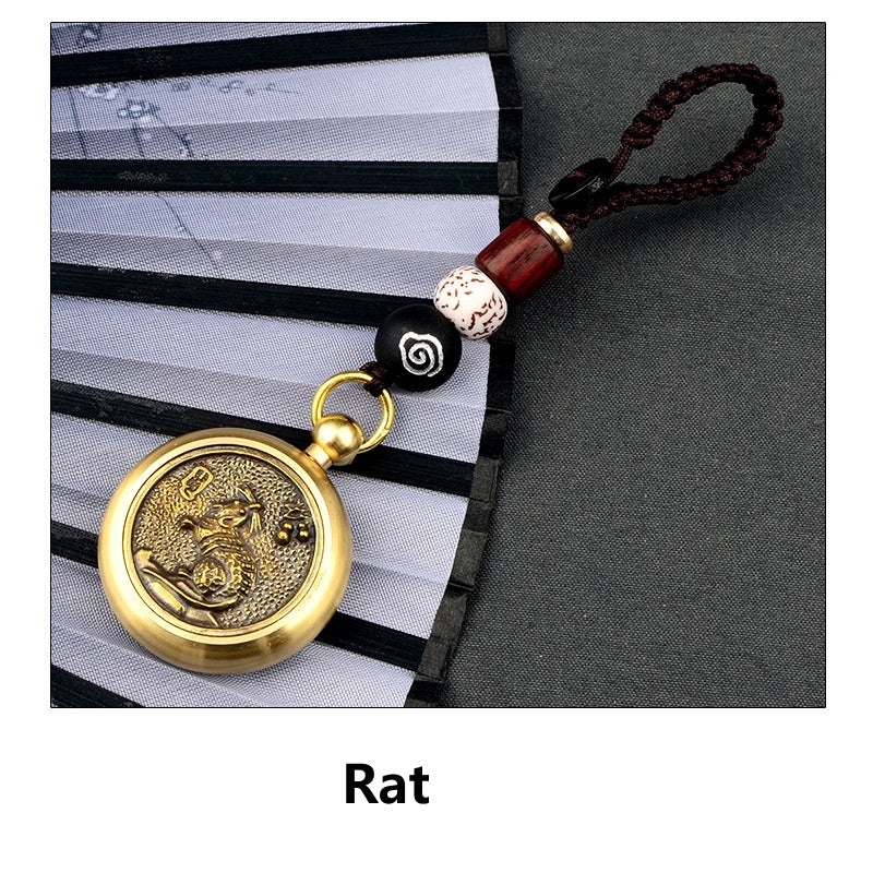 Porte-clés zodiaque en laiton porte-bonheur - Breloque de votre signe animal chinois