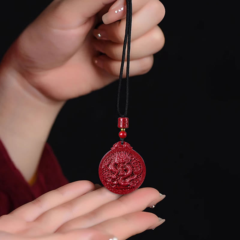 Dragon Natural Cinnabar Dragon Protection Necklace Pendant