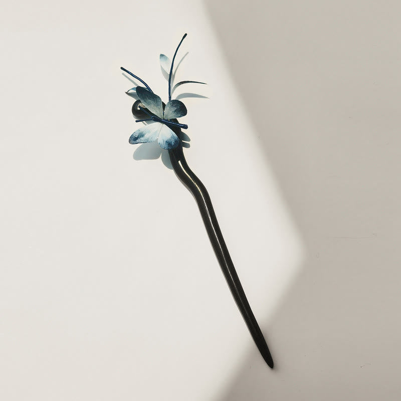 Handmade Velvet Flower Mulberry Silk Butterfly Brooch Hairpin | Exquisite Artisanal Hair Accessory with Butterfly & Floral Elements