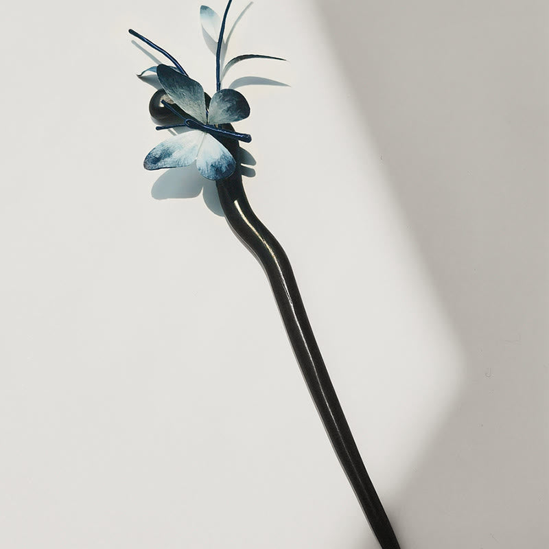 Handmade Velvet Flower Mulberry Silk Butterfly Brooch Hairpin | Exquisite Artisanal Hair Accessory with Butterfly & Floral Elements