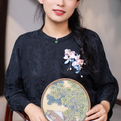 ‌Handmade Pink Iris Vine Silk Hairpin | Exquisite Brooch Pin for Charming Oriental Style‌