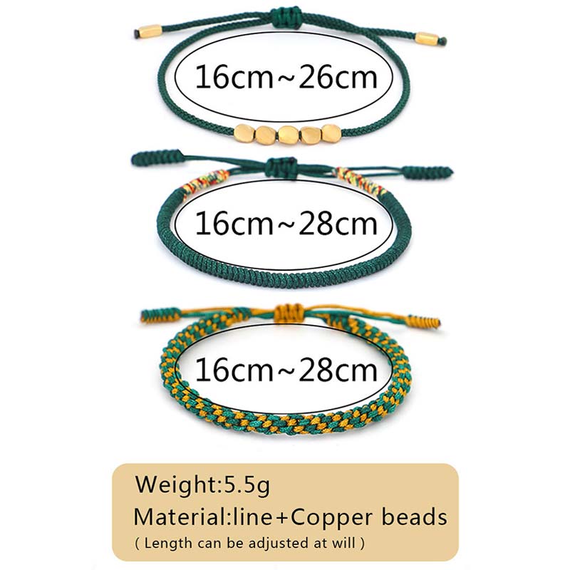 3 PCS Tibetan Copper Beads Healing Protection Luck Bracelet Set