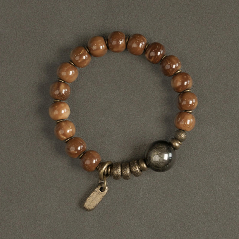 Kuka Seed Tiger Eye Gold Sheen Obsidian Copper Wealth Luck Bracelet