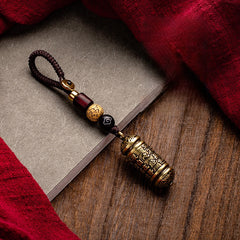 Tibetan Om Mani Padme Hum Brass Car Hanging Ornament & Keychain