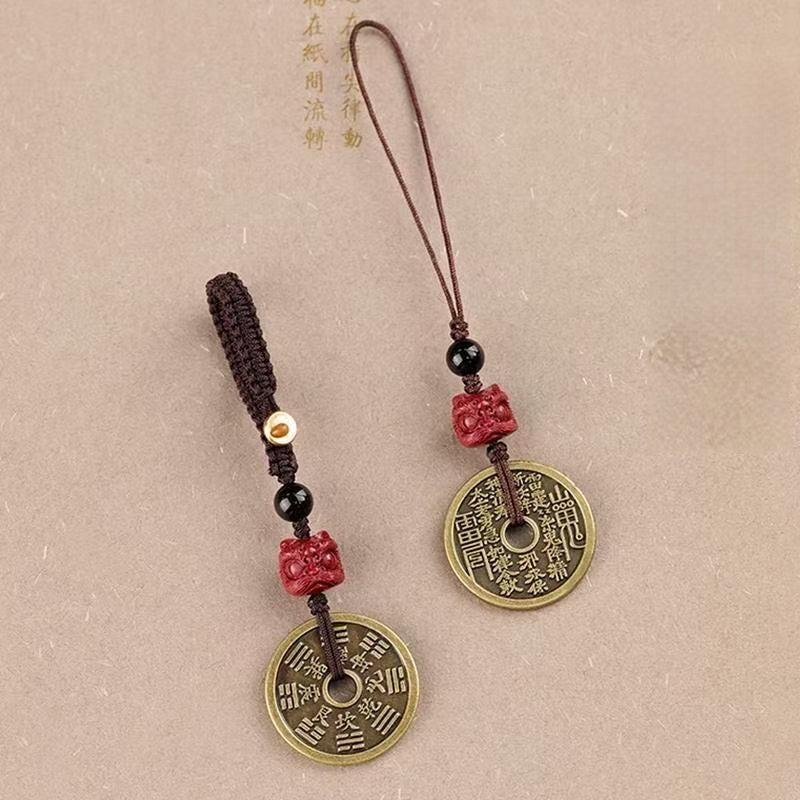 Chinese Style Cinnabar Talisman Keychain phone charm for Luck & Protection
