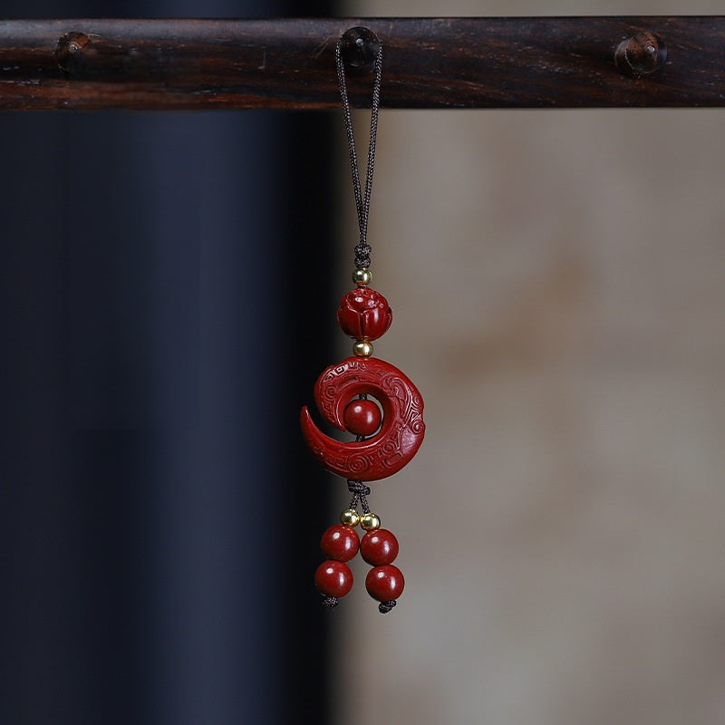 Handy-Anhänger im chinesischen Stil aus Zinnoberrot für Glück und Wohlstand