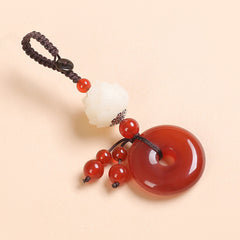 Agate Chalcedony Safety Knot Keychain, Unisex Car Keyring Creative Gift