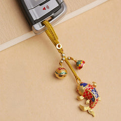 Golden Koi Fish Keychain Phone Charm for Good Luck, Wealth & Protection