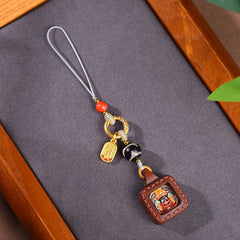 Tibetan Thangka Style Zakiram Amulet Totem Car Keychain & Phone Charms