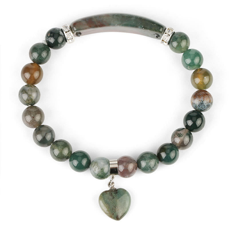 Natural Quartz Love Heart Healing Beads Bracelet