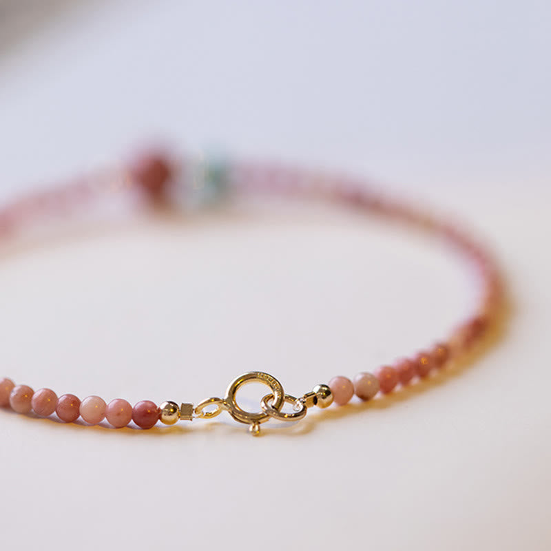 14K Gold Plated Natural Rhodonite Loving Energy Chain Bracelet