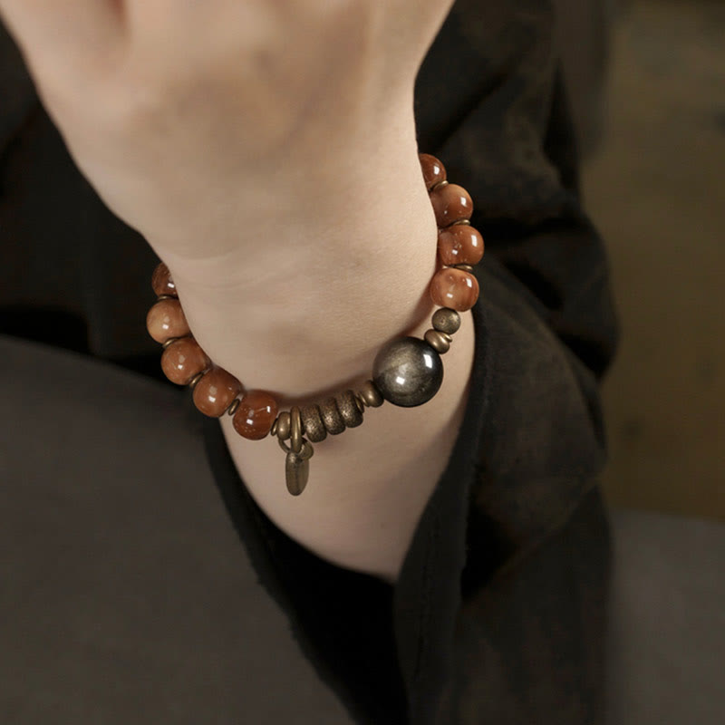 Kuka Seed Tiger Eye Gold Sheen Obsidian Copper Wealth Luck Bracelet