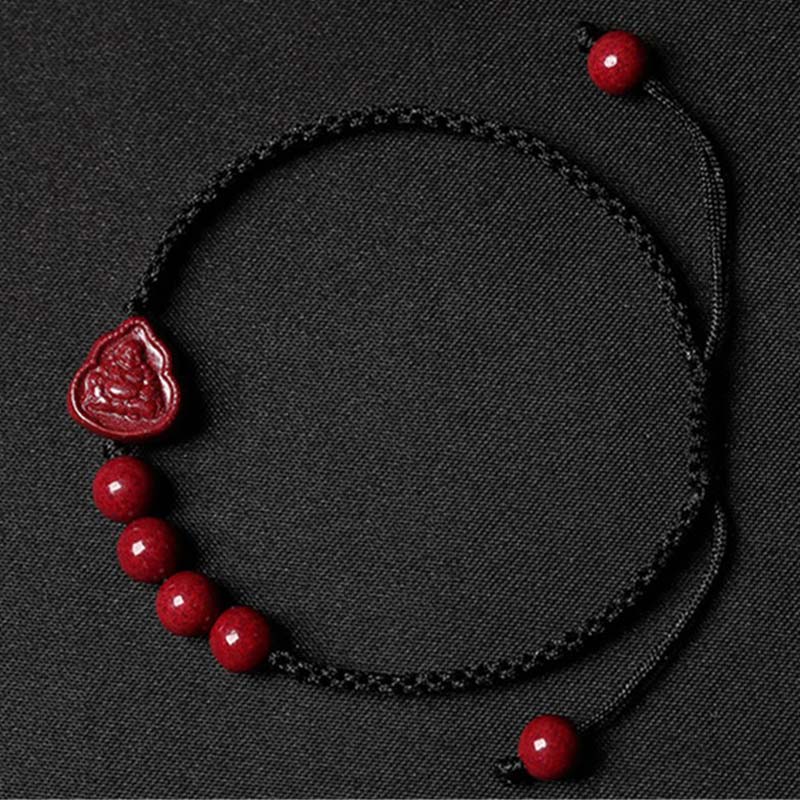 Laughing Buddha Avalokitesvara Cinnabar Blessing String Bracelet