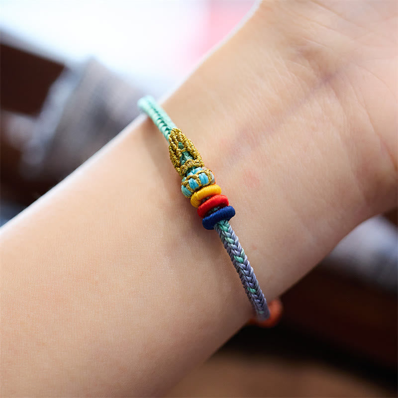 Colorful Rope Eight Thread Peace Knot Luck Handmade Bracelet