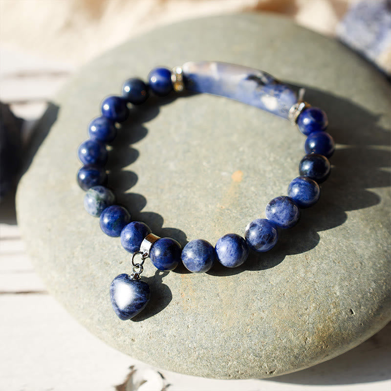 Natural Quartz Love Heart Healing Beads Bracelet