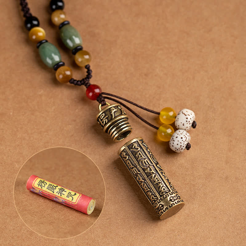 Tibet Om Mani Padme Hum Agate Shurangama Sutra Protection Necklace Pendant
