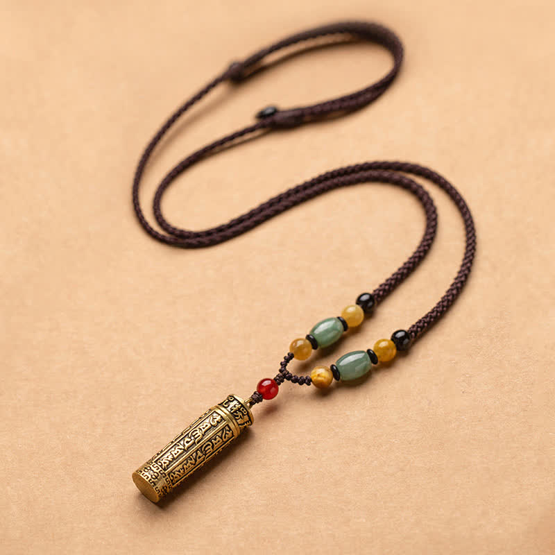 Tibet Om Mani Padme Hum Agate Shurangama Sutra Protection Necklace Pendant