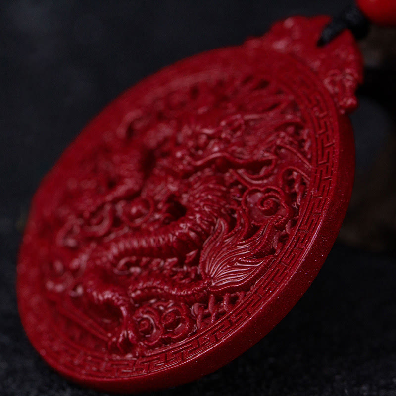 Dragon Natural Cinnabar Dragon Protection Necklace Pendant