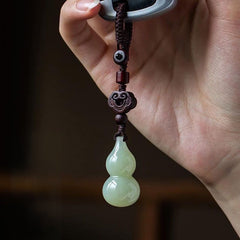 Lucky Jade Gourd Talisman - Sandalwood Car Keychain
