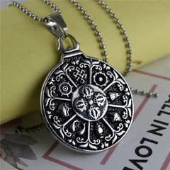 Feng Shui Nine Palace Bagua Twelve Zodiac Signs Titanium Steel Pendant Necklace