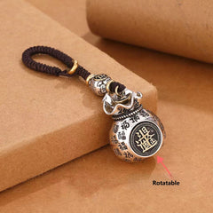 Rotating Antique Coin Pouch Keychain, Ethnic Prosperity Charm