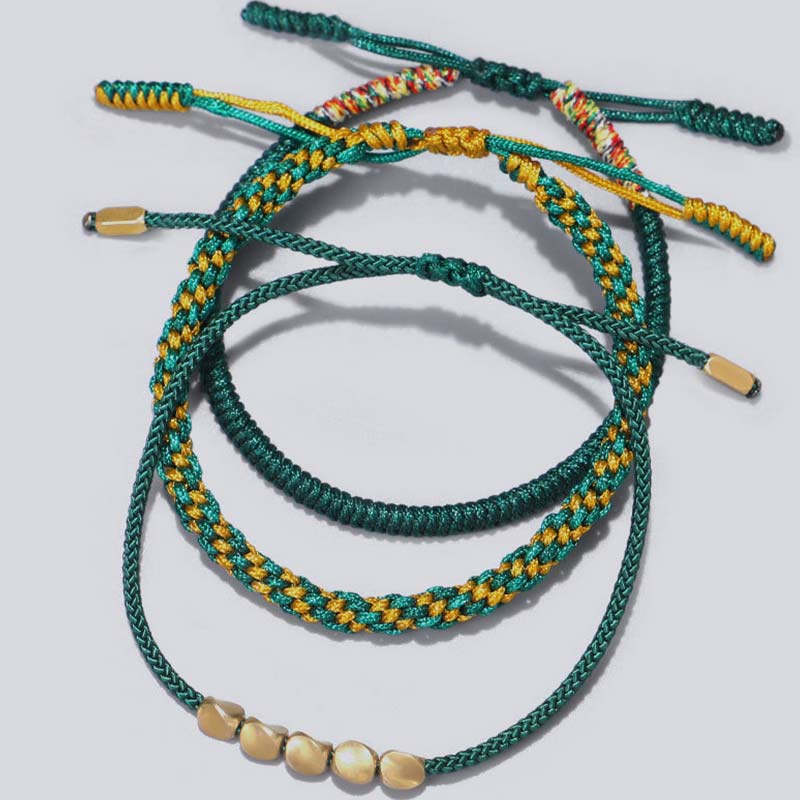 3 PCS Tibetan Copper Beads Healing Protection Luck Bracelet Set