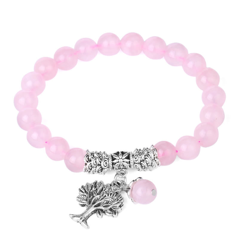 Natural Gemstone Tree of Life Lucky Charm Stretch Bracelet