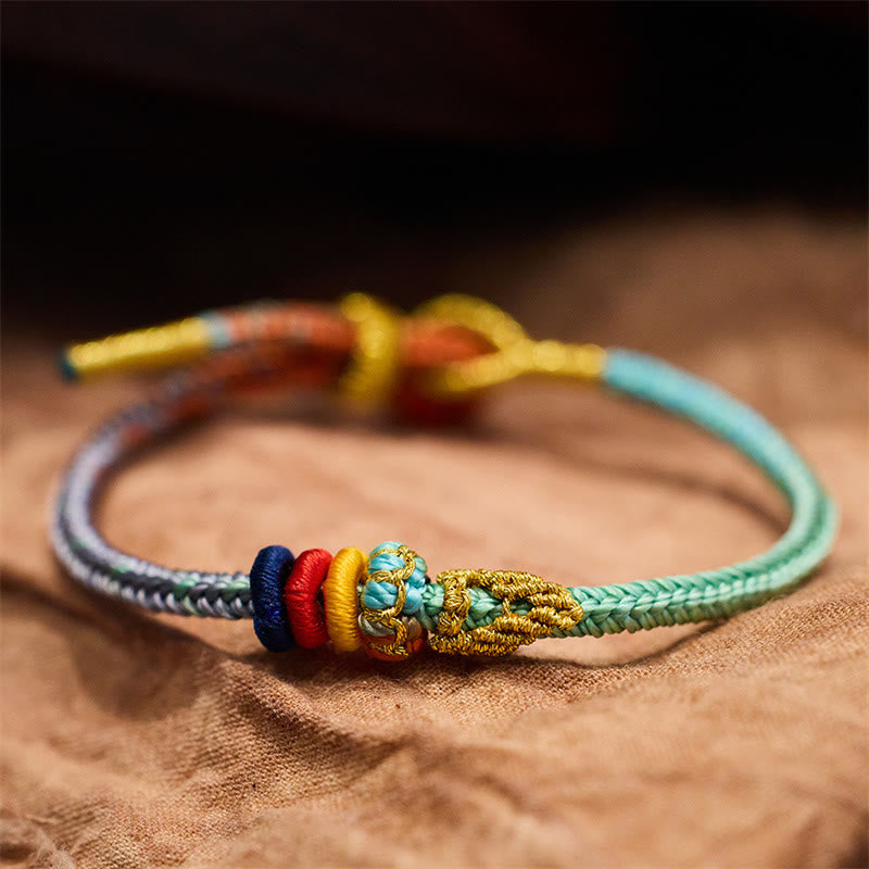 Colorful Rope Eight Thread Peace Knot Luck Handmade Bracelet