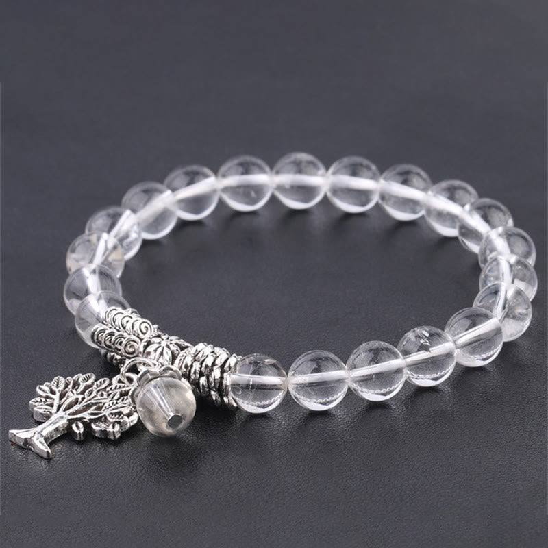 Natural Gemstone Tree of Life Lucky Charm Stretch Bracelet