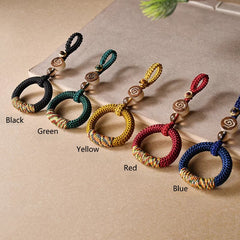 Handwoven Macrame Keychain for Car Keys with Antique Ring and Tassel