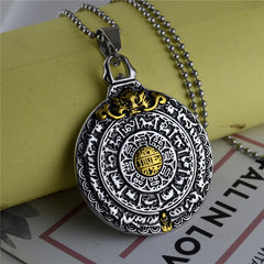 Feng Shui Nine Palace Bagua Twelve Zodiac Signs Titanium Steel Pendant Necklace