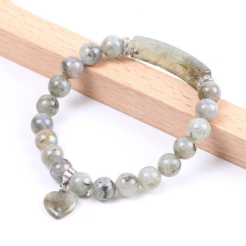Natural Quartz Love Heart Healing Beads Bracelet