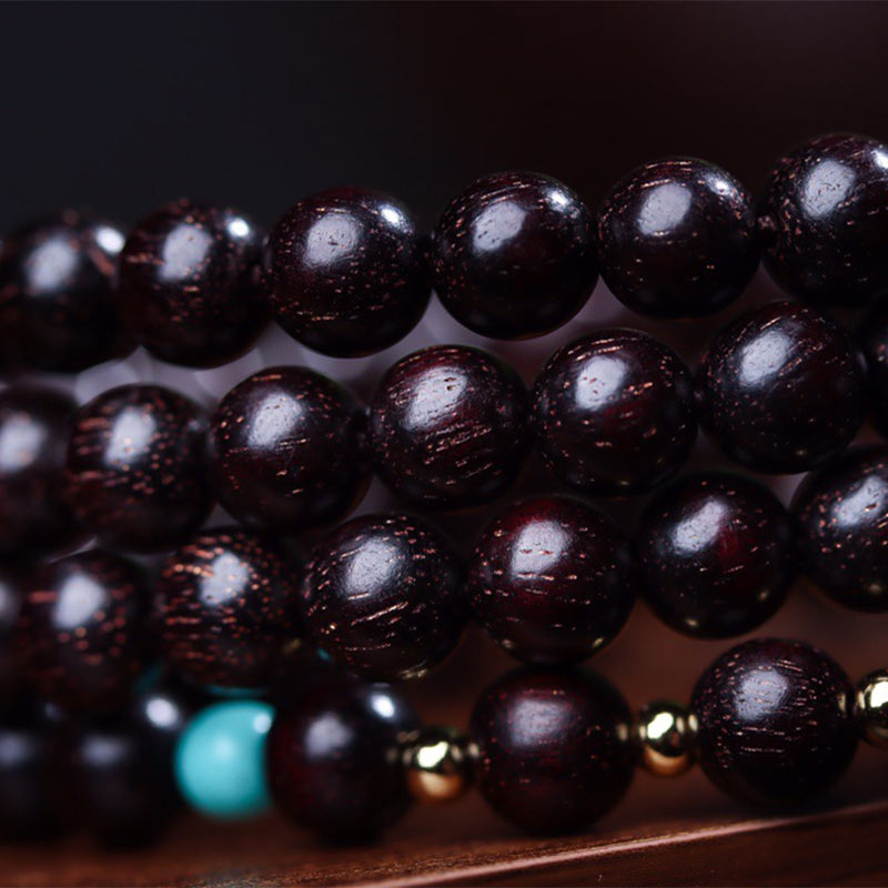 108 Mala Beads Tibetan Small Leaf Red Sandalwood Lotus Balance Bracelet