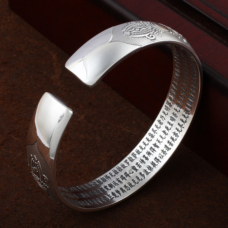Tibetan Sanskrit White Copper Meditation Prayer Bracelet Bangle